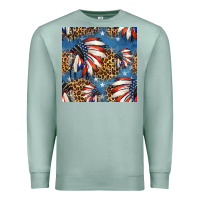 Seafoam 4th of july indian headdress seamless pattern Premium Sweatshirt - HRA Design Shop