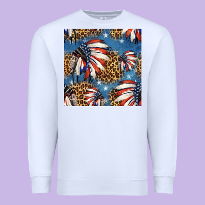 4th Of July Indian Headdress Seamless Pattern Premium Sweatshirt Designed By Hra Design Shop