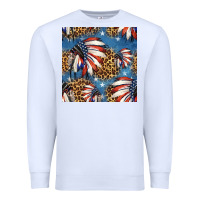 White 4th of july indian headdress seamless pattern Premium Sweatshirt - HRA Design Shop