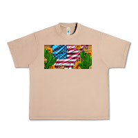 Burro usa flag and cactus and sunflowers with leopard and wood license  plat Urban Heavy Tee - Artiststas