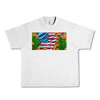 Lunar Rock usa flag and cactus and sunflowers with leopard and wood license  plat Urban Heavy Tee - Artiststas
