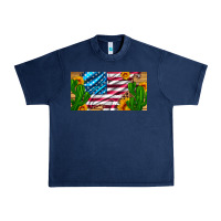 Navy usa flag and cactus and sunflowers with leopard and wood license  plat Urban Heavy Tee - Artiststas