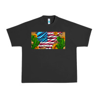 Pigment Black usa flag and cactus and sunflowers with leopard and wood license  plat Urban Heavy Tee - Artiststas