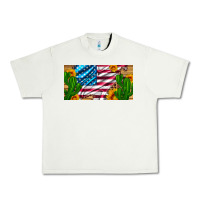 Pistachio usa flag and cactus and sunflowers with leopard and wood license  plat Urban Heavy Tee - Artiststas