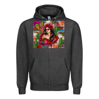 Charcoal Heather mexico girl serape Zipper Hoodie - Zillion Design Studio