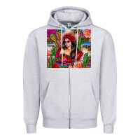 Heather Grey mexico girl serape Zipper Hoodie - Zillion Design Studio
