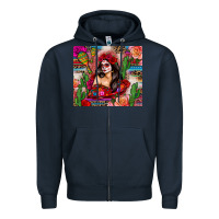 Navy mexico girl serape Zipper Hoodie - Zillion Design Studio