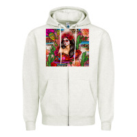 Oatmeal Heather mexico girl serape Zipper Hoodie - Zillion Design Studio