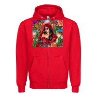 Red mexico girl serape Zipper Hoodie - Zillion Design Studio