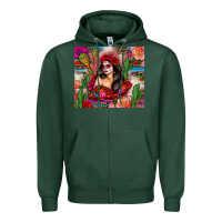 Sports Green mexico girl serape Zipper Hoodie - Zillion Design Studio
