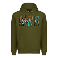 Army Green love cats scottish fold Premium Hoodie - LillyAllenDesigns