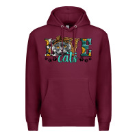 Burgundy love cats scottish fold Premium Hoodie - LillyAllenDesigns
