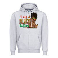 Heather Grey i am black history afro black woman juneteenth Zipper Hoodie - texasbilliewilder