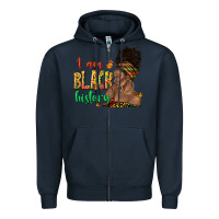 Navy i am black history afro black woman juneteenth Zipper Hoodie - texasbilliewilder