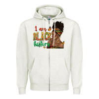 Oatmeal Heather i am black history afro black woman juneteenth Zipper Hoodie - texasbilliewilder