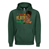 Sports Green i am black history afro black woman juneteenth Zipper Hoodie - texasbilliewilder