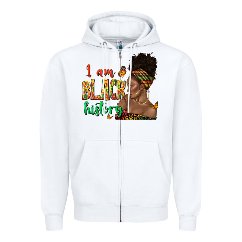 I Am Black History Afro Black Woman Juneteenth Zipper Hoodie by texasbilliewilder | Teevron