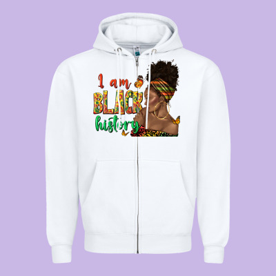 Zipper Hoodie i am black history afro black woman juneteenth