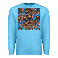 Ocean Blue 4th of juky veteran boots seamless pattern Premium Sweatshirt - HRA Design Shop