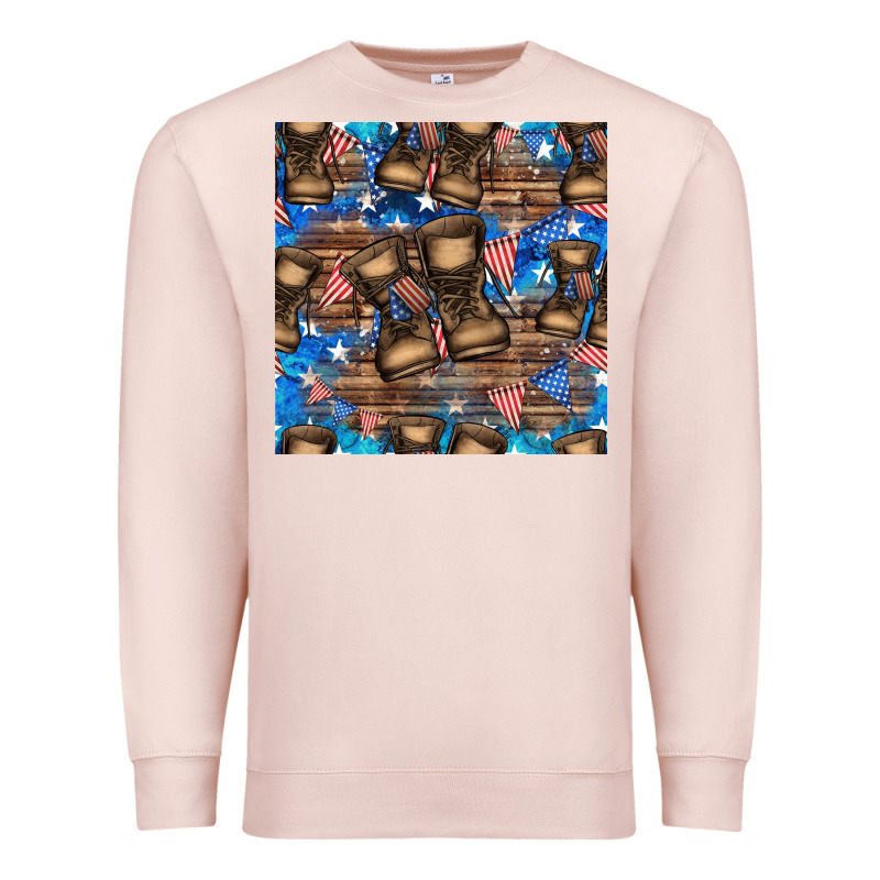 4th Of Juky Veteran Boots Seamless Pattern Premium Sweatshirt by HRA Design Shop | Teevron