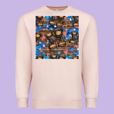 4th Of Juky Veteran Boots Seamless Pattern Premium Sweatshirt Designed By Hra Design Shop