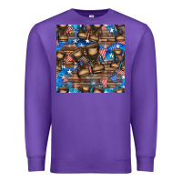 Purple 4th of juky veteran boots seamless pattern Premium Sweatshirt - HRA Design Shop