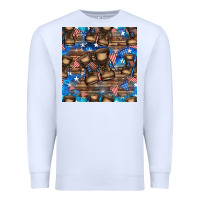 White 4th of juky veteran boots seamless pattern Premium Sweatshirt - HRA Design Shop