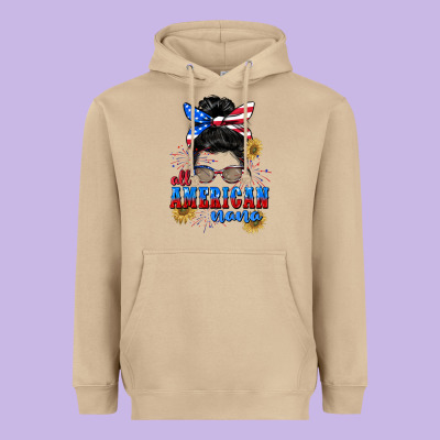 All American Nana 4th Of July Heavyweight Hoodie Designed By Cowgirlartshop