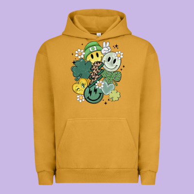 St Patricks Day Green Smile Urban Hoodie Designed By Maliassmallbusiness