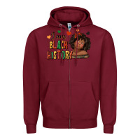 Burgundy i am black history afro girl Zipper Hoodie - texasbilliewilder