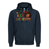 Navy i am black history afro girl Zipper Hoodie - texasbilliewilder