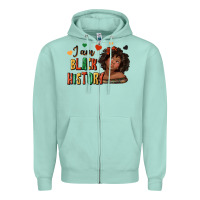 Seafoam i am black history afro girl Zipper Hoodie - texasbilliewilder