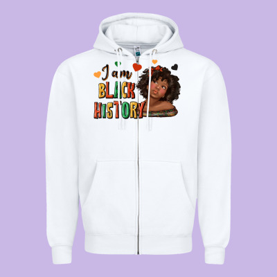 Zipper Hoodie i am black history afro girl