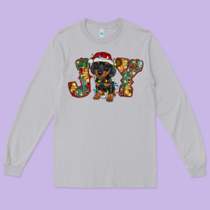 Dachshund Puppy Christmas Joy Long Sleeve Tee Designed By Barkaloodesign