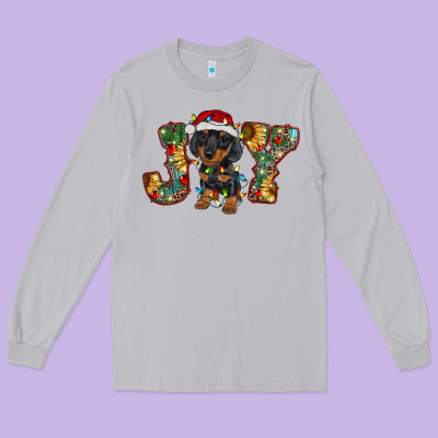 Dachshund Puppy Christmas Joy Long Sleeve Tee Designed By Barkaloodesign