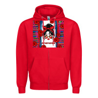 Red mamacita serape Zipper Hoodie - Zillion Design Studio