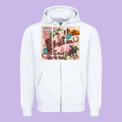 Yeehaw Western Zipper Hoodie Designed By Zillion Design Studio