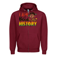Burgundy i am black history with afro black boy Zipper Hoodie - texasbilliewilder