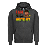 Charcoal Heather i am black history with afro black boy Zipper Hoodie - texasbilliewilder