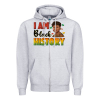 Heather Grey i am black history with afro black boy Zipper Hoodie - texasbilliewilder
