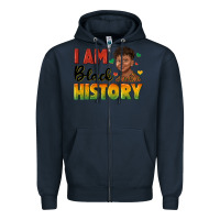Navy i am black history with afro black boy Zipper Hoodie - texasbilliewilder
