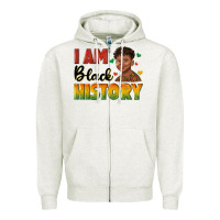 Oatmeal Heather i am black history with afro black boy Zipper Hoodie - texasbilliewilder