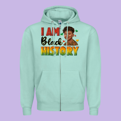 Zipper Hoodie i am black history with afro black boy