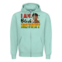 Seafoam i am black history with afro black boy Zipper Hoodie - texasbilliewilder