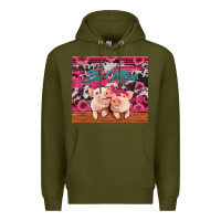 Army Green be mine valentine's day pigs Premium Hoodie - Jasminsmagicworld
