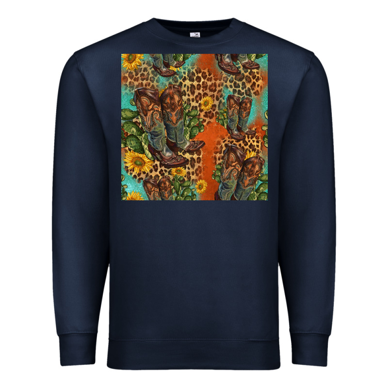 Western Boots And Sunflowers Seamless Pattern Premium Sweatshirt by HRA Design Shop | Teevron