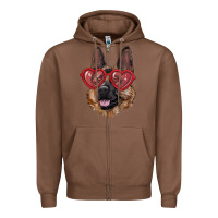 Chestnut German shepherd with love glasses Zipper Hoodie - RanaPortraitStore