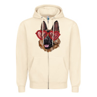 Sandshell German shepherd with love glasses Zipper Hoodie - RanaPortraitStore