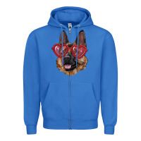 True Royal German shepherd with love glasses Zipper Hoodie - RanaPortraitStore