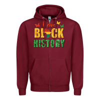 Burgundy i am black history juneteenth Zipper Hoodie - texasbilliewilder